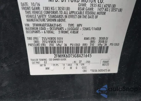 2016 Ford Flex Limited from USA, damaged, VIN 2FMHK6DT5GBA21645
